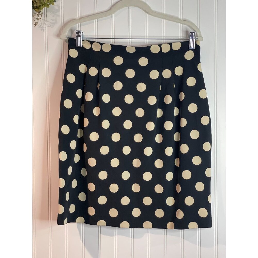 Georgiou Studio Black & White Polka Dot Silk Skirt Size Medium